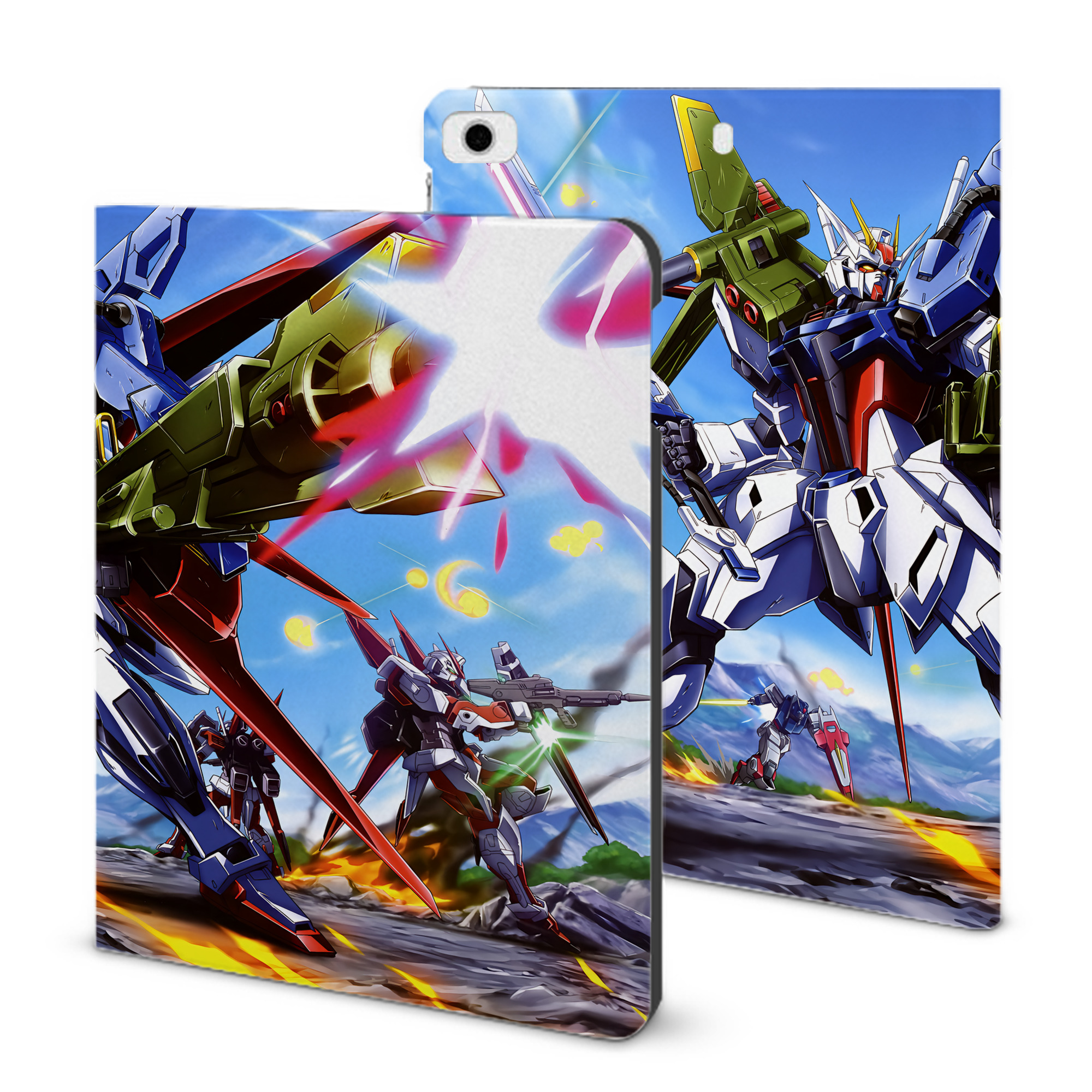 （画像用） 機動戦士ガンダム Mobile Suit Gundam IPad ケース ブック型 PUレザー TPU 耐衝撃 軽量 薄型 ペン収納なし 全面保護 IPad 各モデル対応